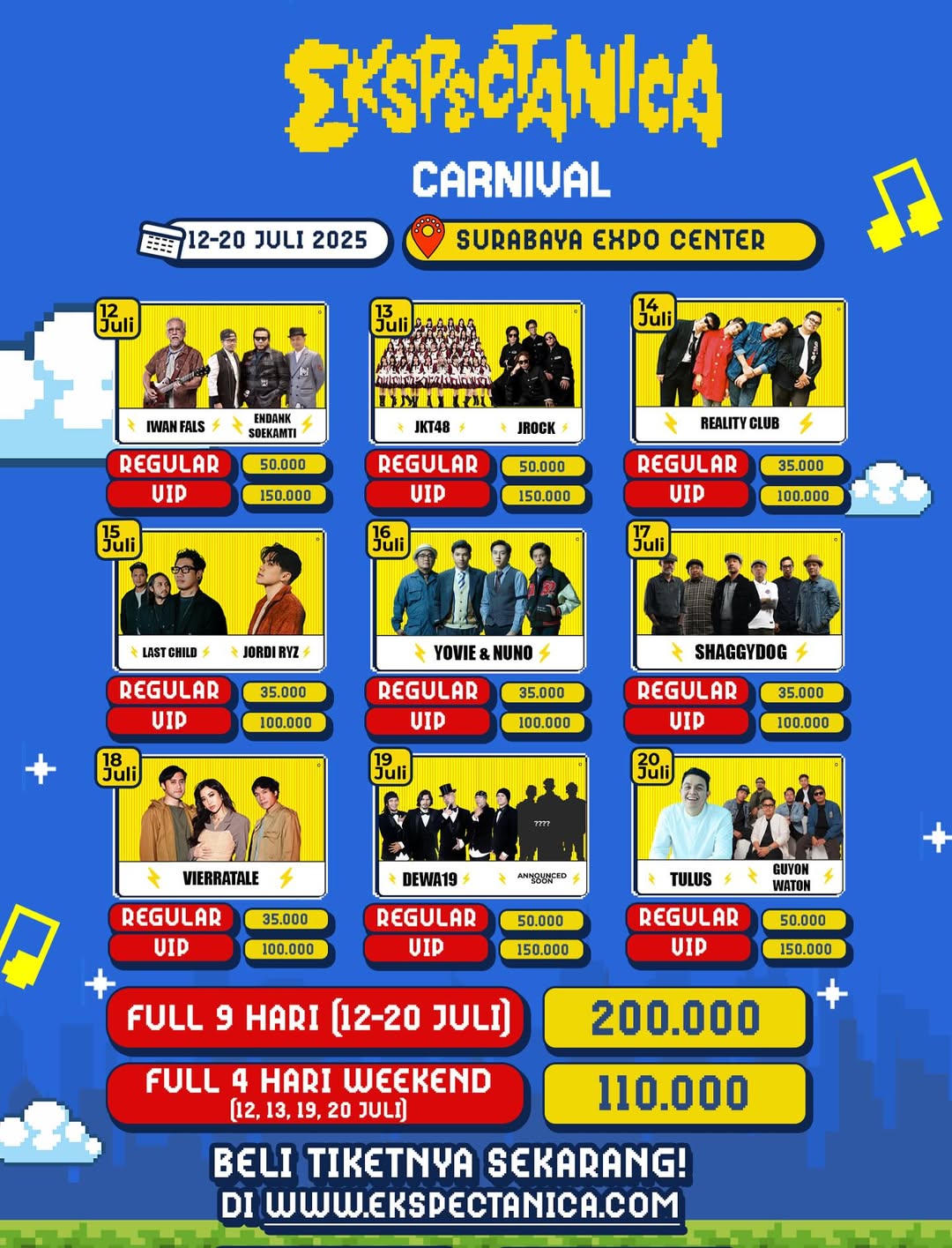 LINE UP & TIKET EKSPECTANICA CARNIVAL 2025