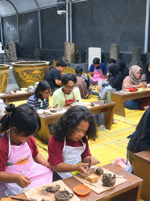 Peserta mengikuti kegiatan pottery class di Museum Radya Pustaka Surakarta
