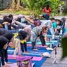 Peserta mengikuti kegiatan yoga dalam Cerita Kota Cerita Kita di Solo