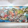 Lukisan panorama Destruction Ruins, Peace Paints karya SBY di dinding galeri.
